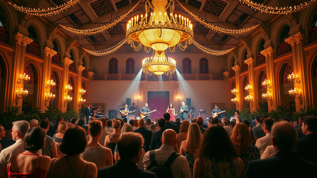 Fleetwood Mac Candlelight concert Tampa crowd beneath candles and historic architecture