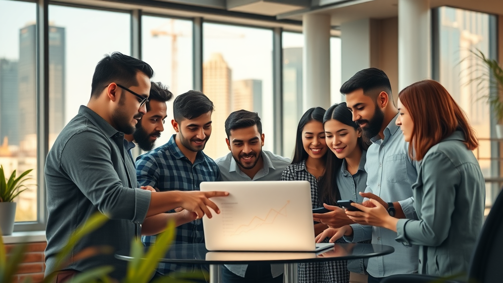 Startup founders in Cairo collaborate at a vibrant fundraising event workspace