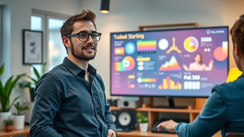 Startup founder presenting pitch deck at online fundraising event in Cairo