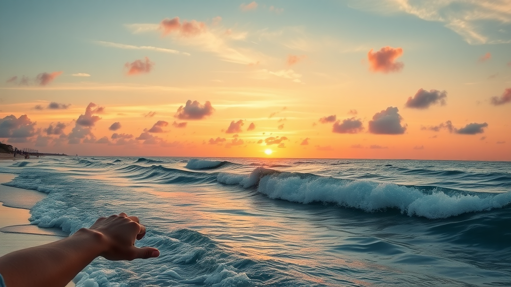 Sunset over South Beach, featuring less crowded areas perfect for quiet enjoyment.