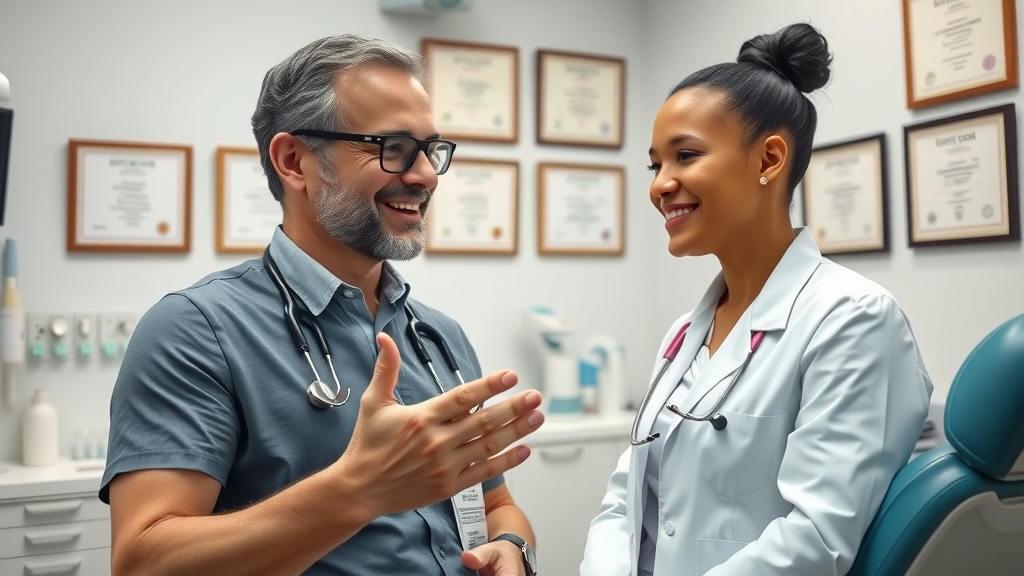 professional cosmetic dentist in Miami, interacting with a patient