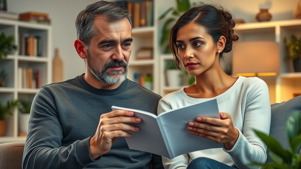 concerned couple reviewing keto diet side effects with thoughtful expressions
