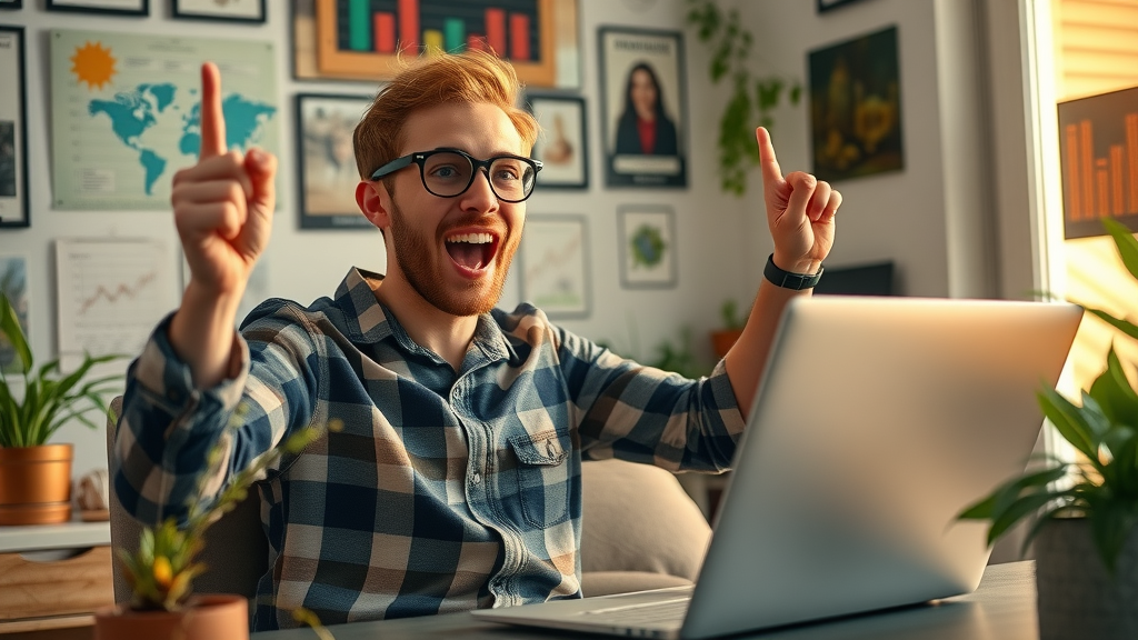 Successful blogger celebrating monetization - how bloggers make money