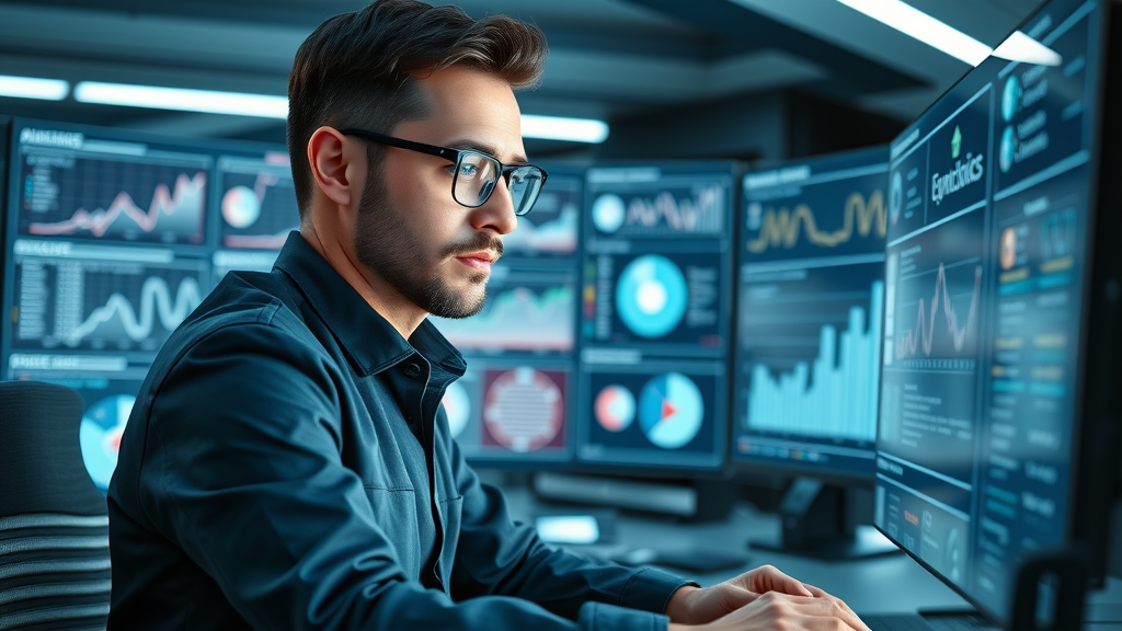 Marketing expert monitoring SEO results using updigital marketing services