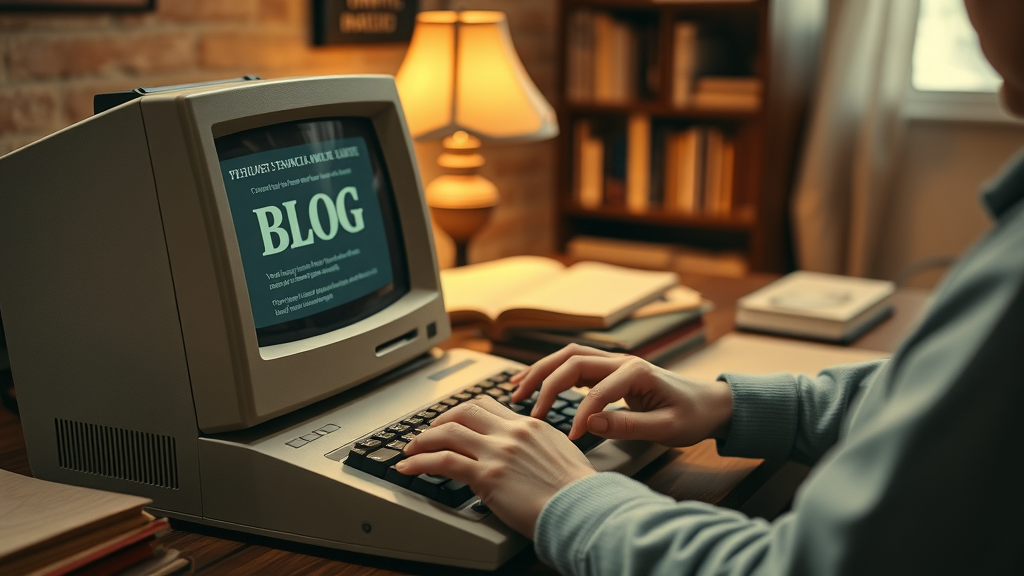 vintage computer with blog, warmth, and excitement in the blogging venture
