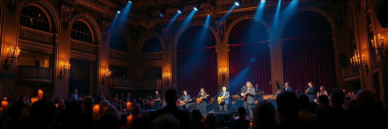 Fleetwood Mac Candlelight concert in Tampa, elegant theater and candlelit ambiance.