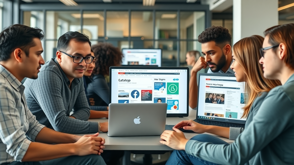 diverse group discussing blogging platforms, highlighting the importance of the right choice