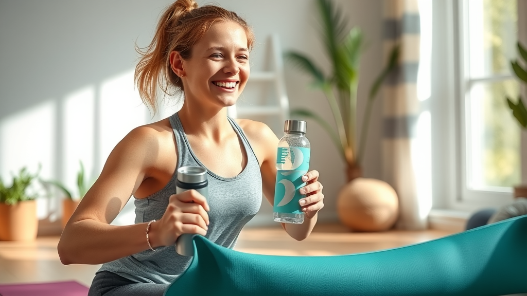 healthy lifestyle routine on keto with person exercising and using a yoga mat