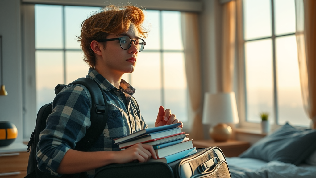 Student packing suitcase for study abroad adventure