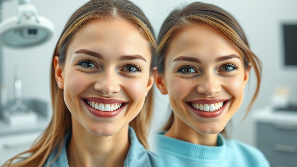 Transformative dentistry: instant smile makeover with confident expression.
