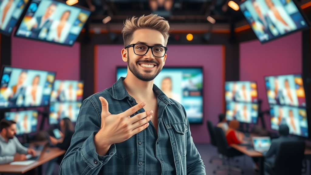 successful social media influencer presenting to followers media presence