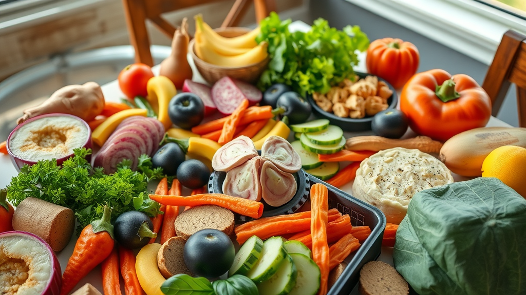 variety of healthy foods that help lower blood pressure, illustrating health tips for diet management