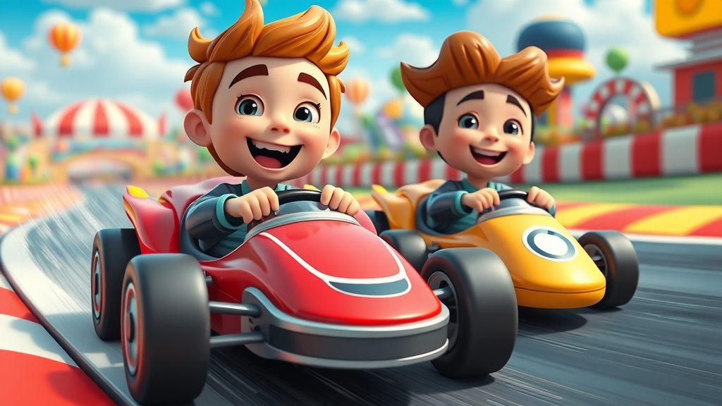 cartoon race car drivers vibrant tracks mario kart world evolution video games 2025
