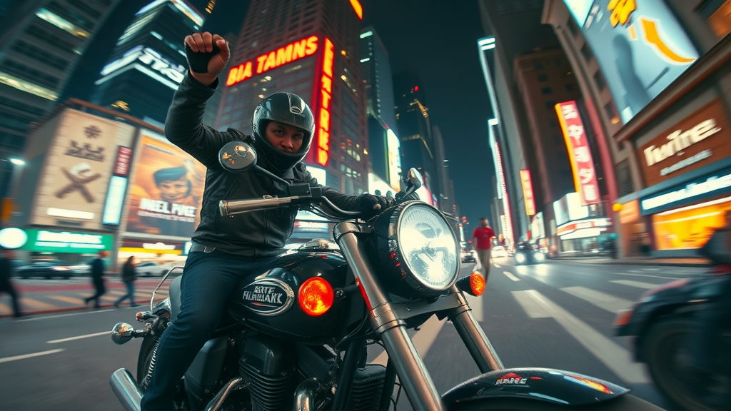 urban rebel speeding neon-lit city grand theft auto video games 2025