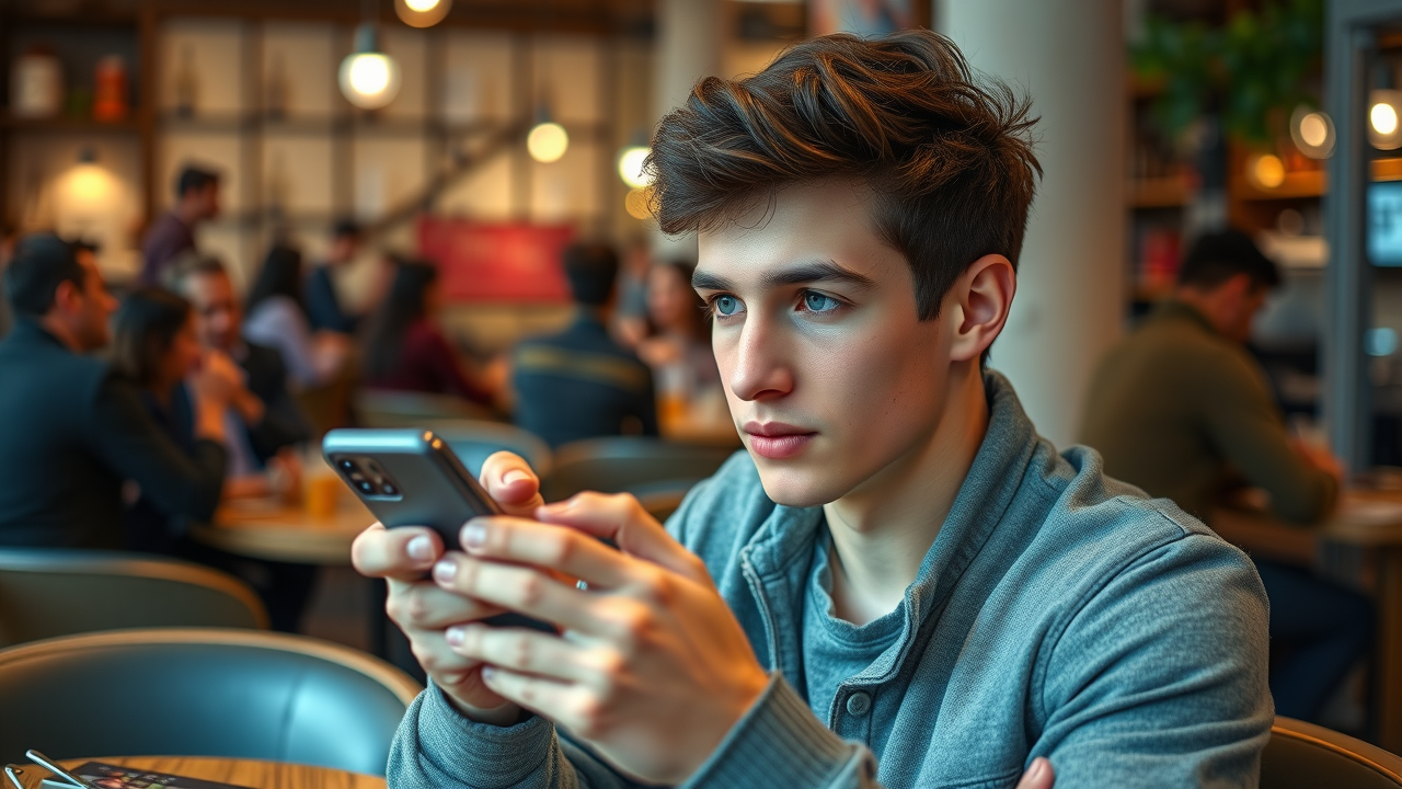 consumer engaging with social app scrolling on phone social media