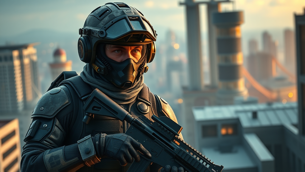 futuristic soldier in tactical gear exploring urban battlefield metal gear solid 2025 video games