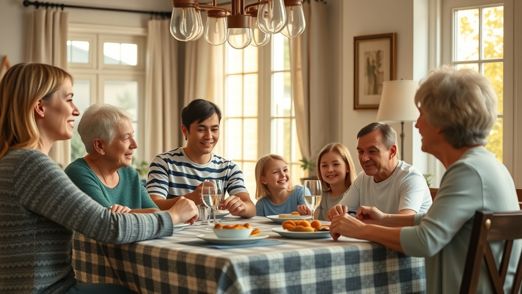 Family sharing warm OK gesture at home highlighting positive communication