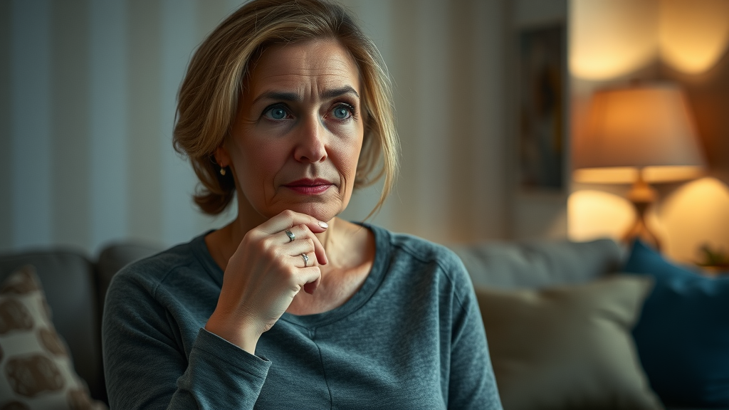 concerned woman ketogenic diet side effect dietary changes cozy living room