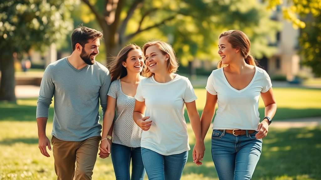 Joyful family energized outdoors walking together after experiencing the benefits of the keto diet