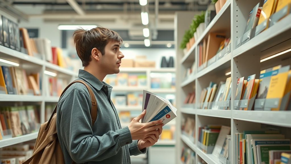 Person browsing craft supplies in modern hobby store illustrating starting hobbies for stress relief