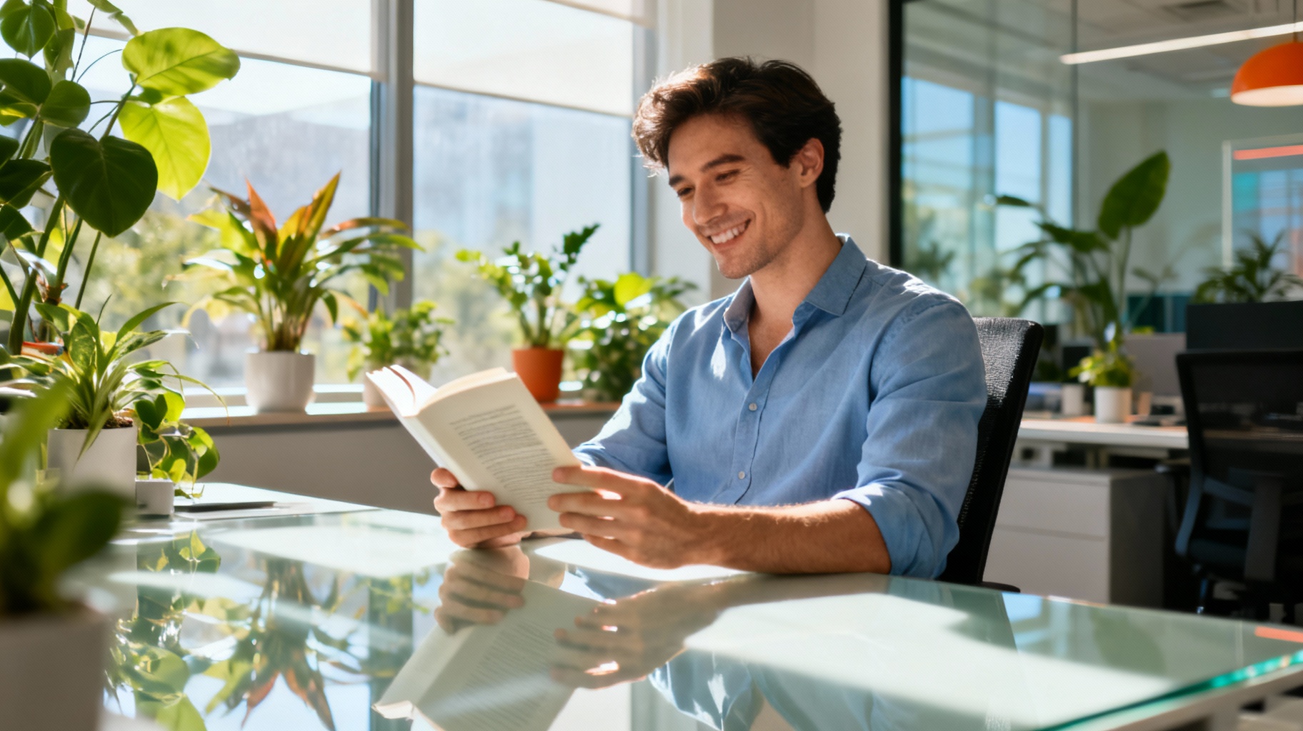Confident introvert working alone in a bright modern workspace, showing empowered introvert personality traits and embracing strengths