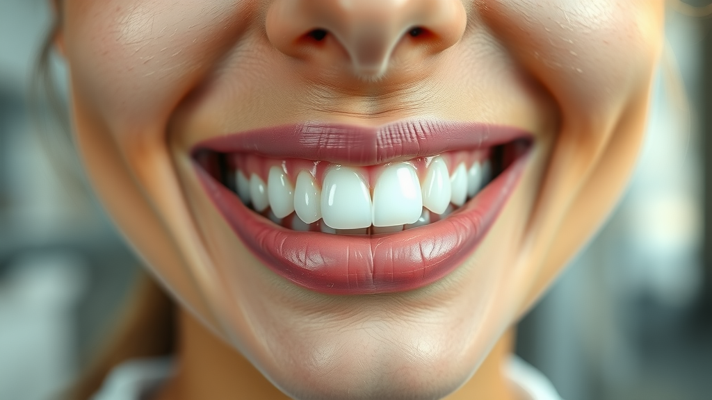 Close-up of bright smile showing dental treatment services results