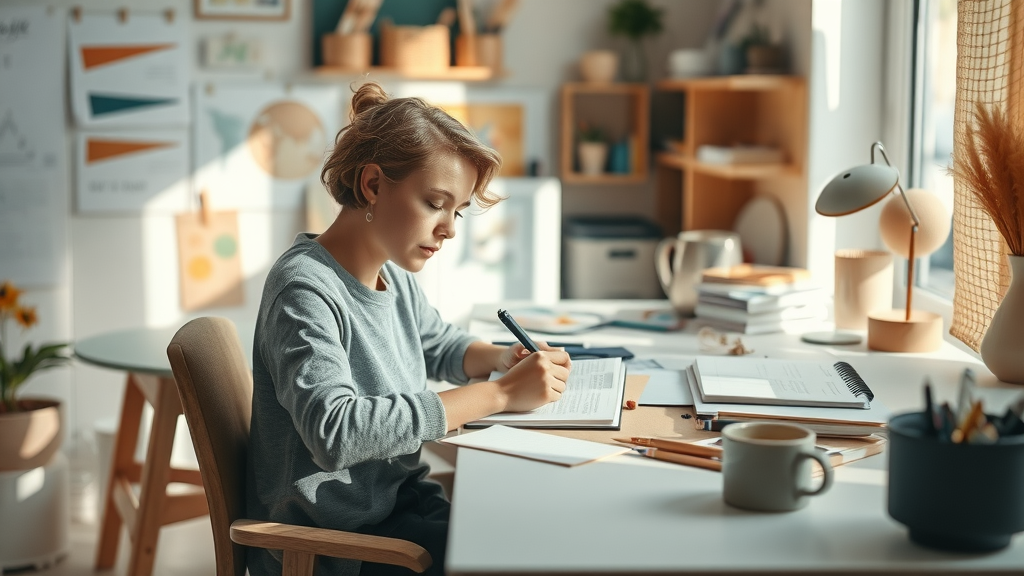 Calm creative workstation showing stress-relieving hobbies for stress relief
