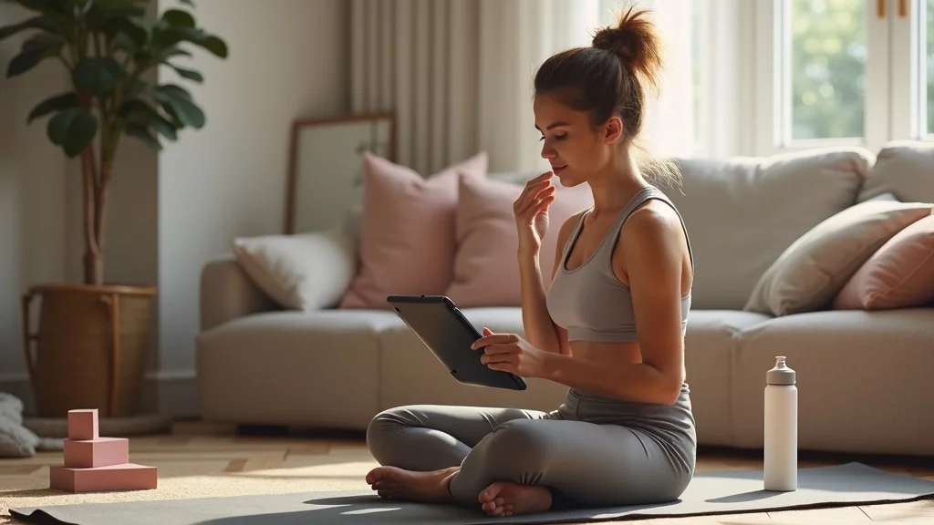 Structured training plan with thoughtful young adult reviewing exercise routine