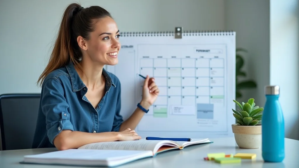 Setting realistic goals to start exercise after a long break - adult marking workout schedule