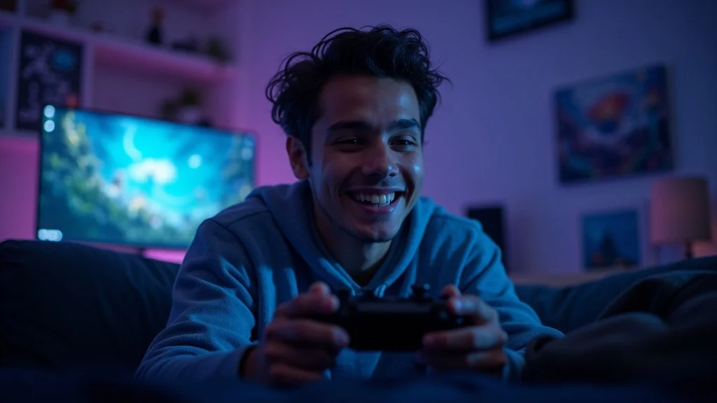 Young adult playing console game, best hobbies for relaxation