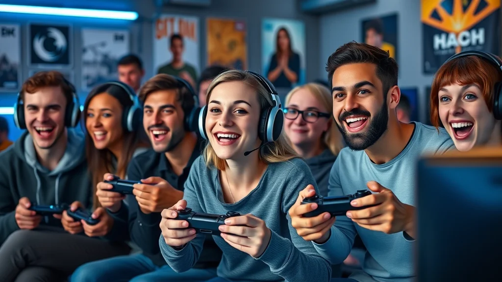 Diverse gamers in modern room exploring video gaming together