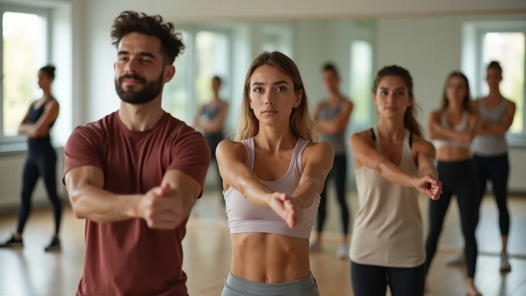 Flexibility and balance workouts for starting exercise after break in a fitness studio