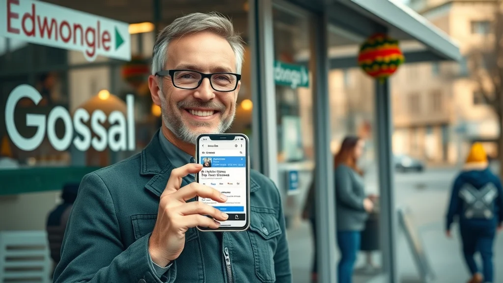 Edmonton local business owner proudly showcasing optimized Google My Business profile after local SEO services